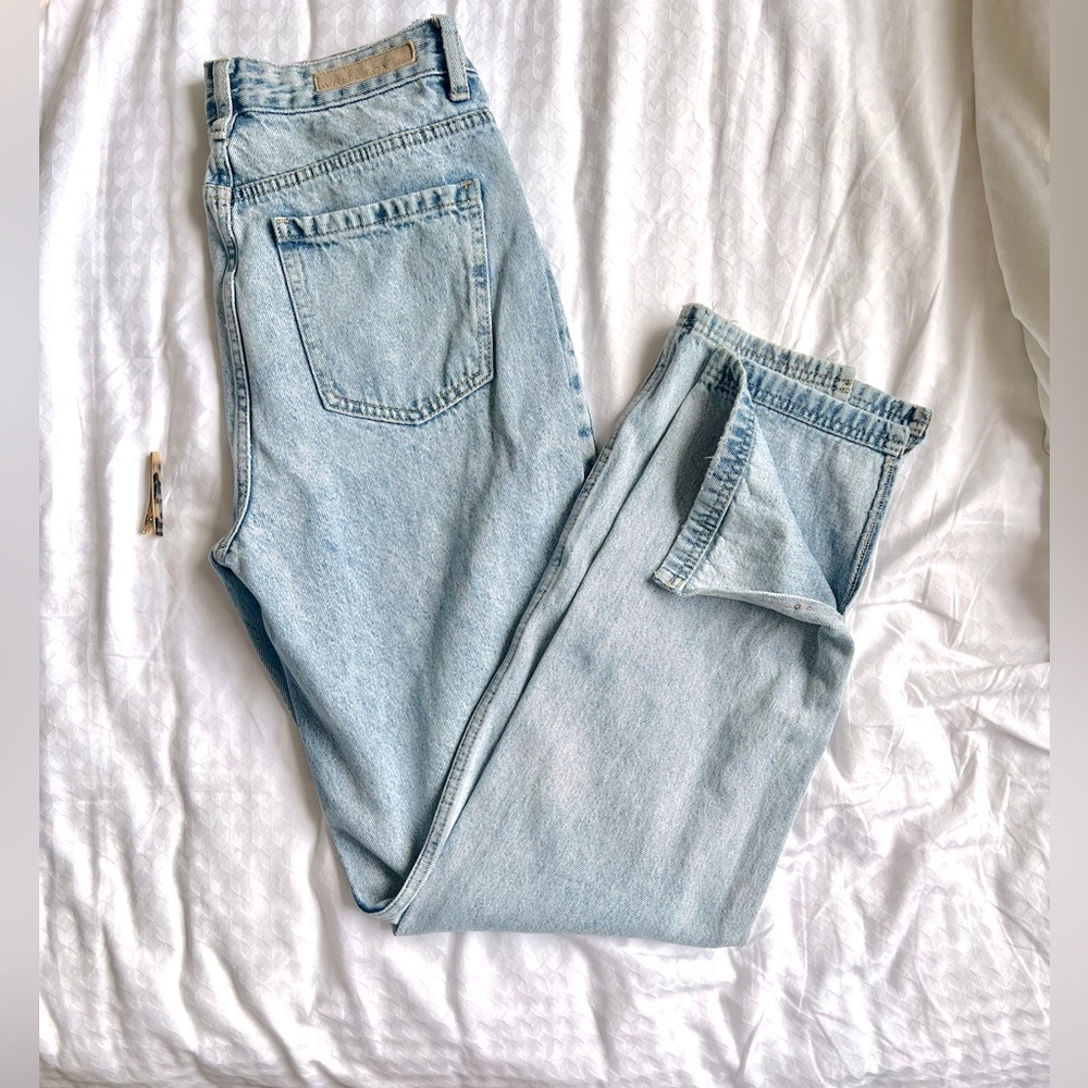 White Fox Who's That Girl Straight Leg Denim Jeans Washed Blue
